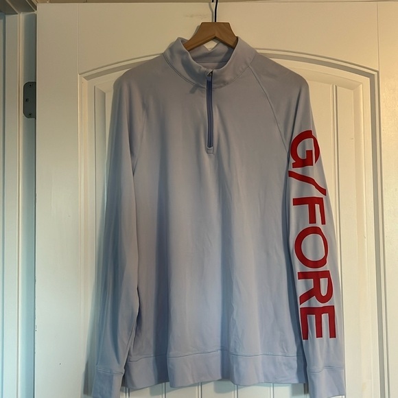 G/FORE Golf Pullover - Logo Luxe Staple Mid - Ice Blue FA22 Large - Picture 1 of 6